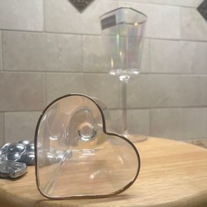 Heart Shaped Wine Glasses Clear Iridescent